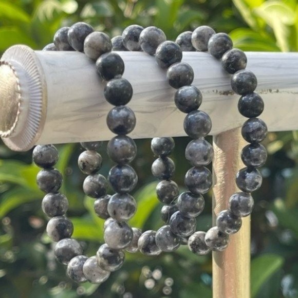 8mm Larvikite Chakra Bead Stretch Bracelet - Picture 2 of 8